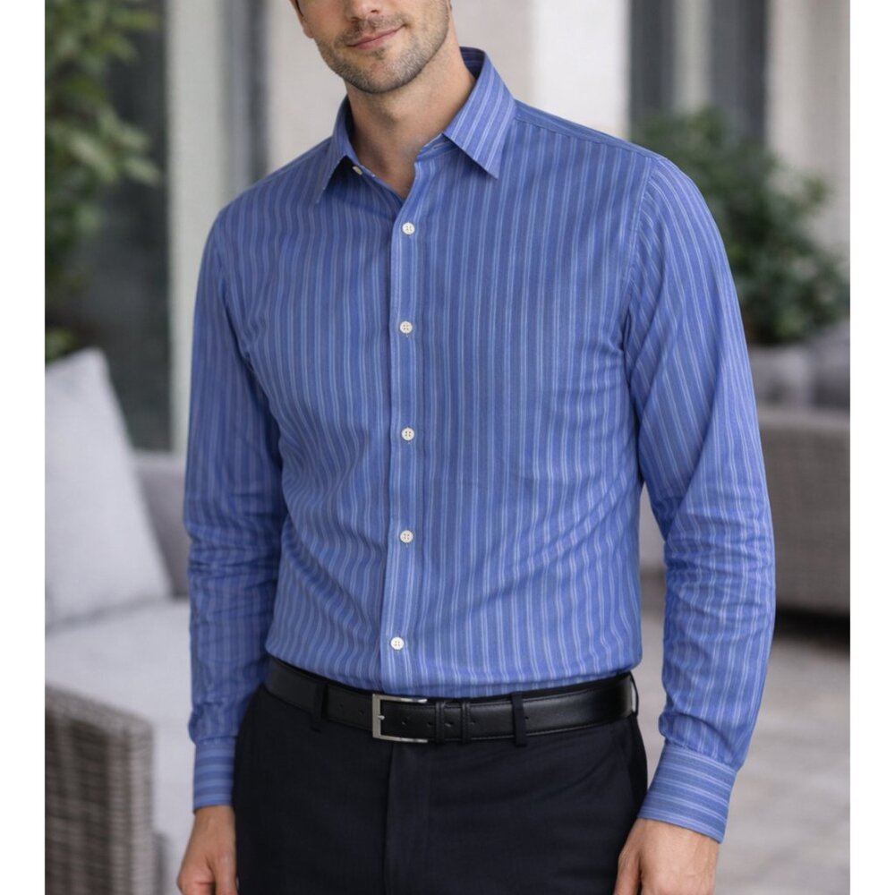 Van Heusen Dress Shirt Men’s 2XLT Blue Striped Button Down Big Tall No Iron NWT